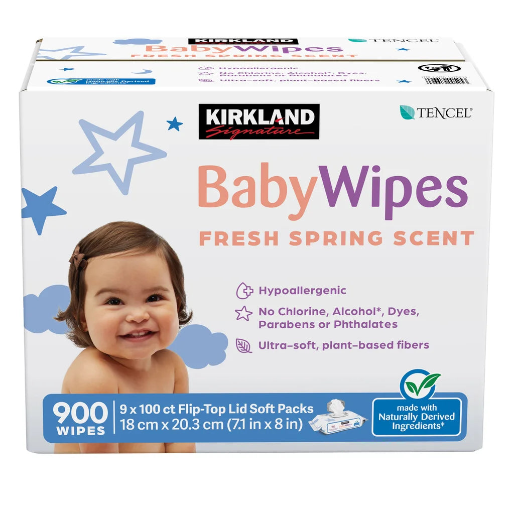 Kirkland Signature Baby Wipes, Fresh Spring Scent, 100ct 9pk