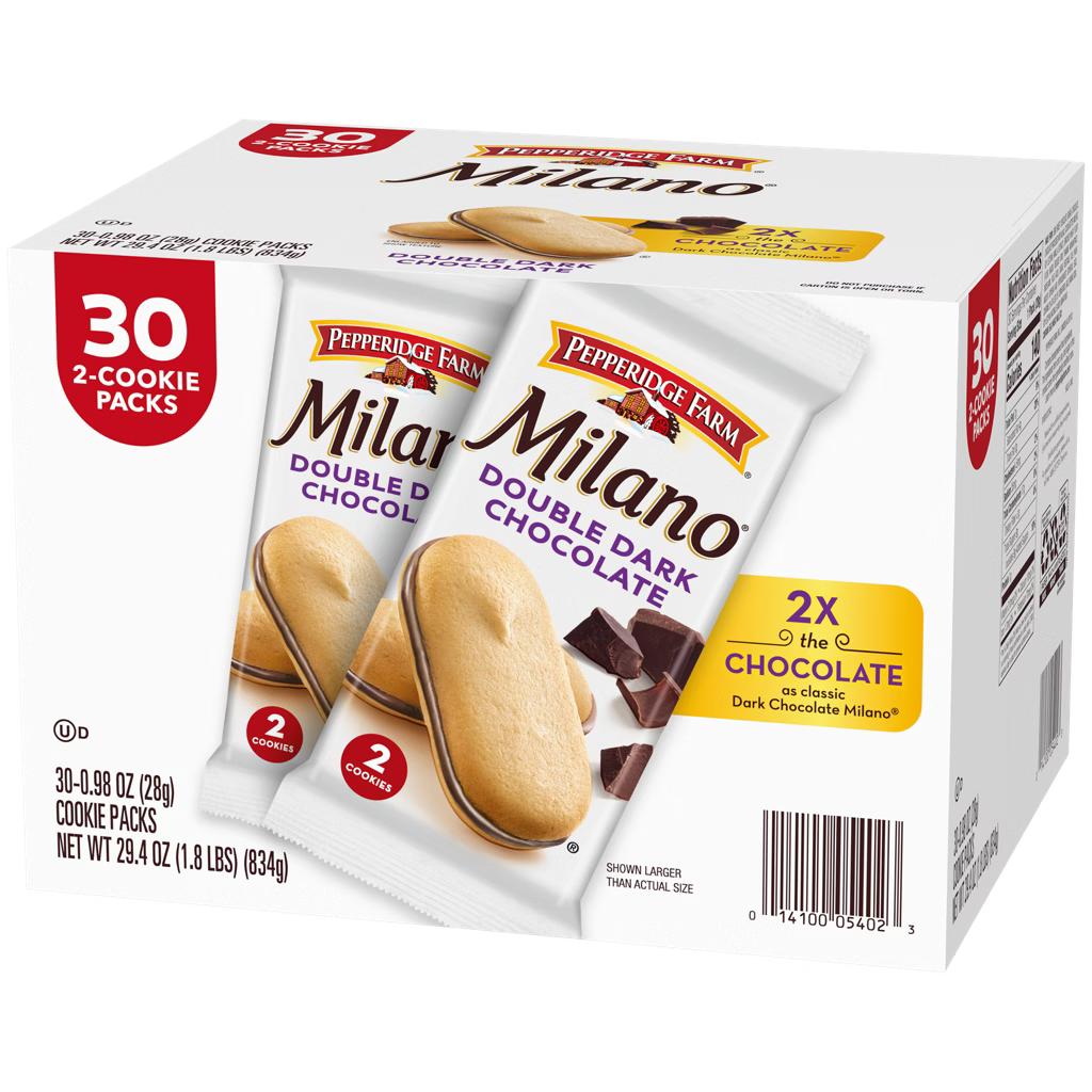 Pepperidge Farm Milano Cookies Double Dark Chocolate 0.98oz 30ct