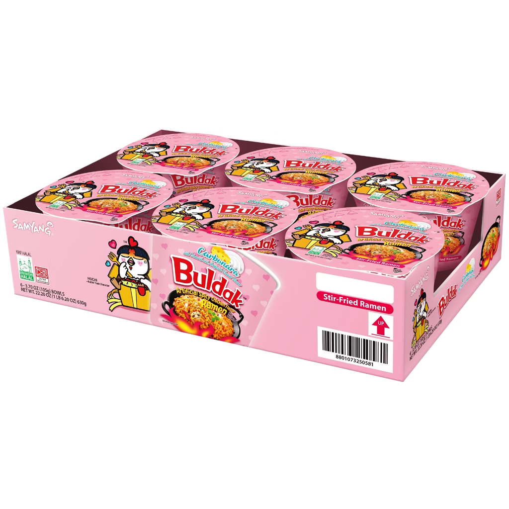 Samyang Buldak Carbonara Spicy Chicken Ramen Bowl, 6 pk/3.7 Oz
