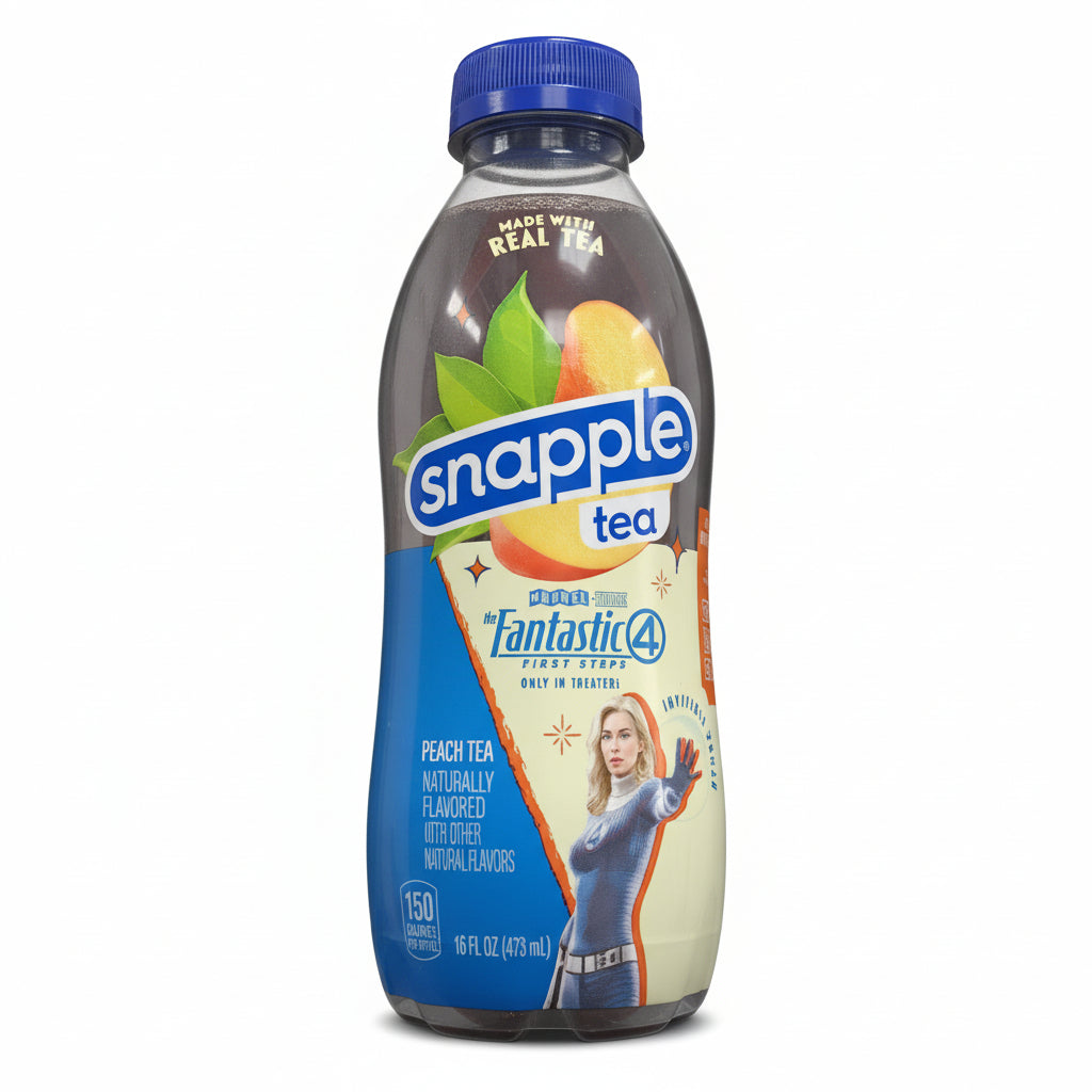 Snapple tea bottle with colorful packaging in a store setting