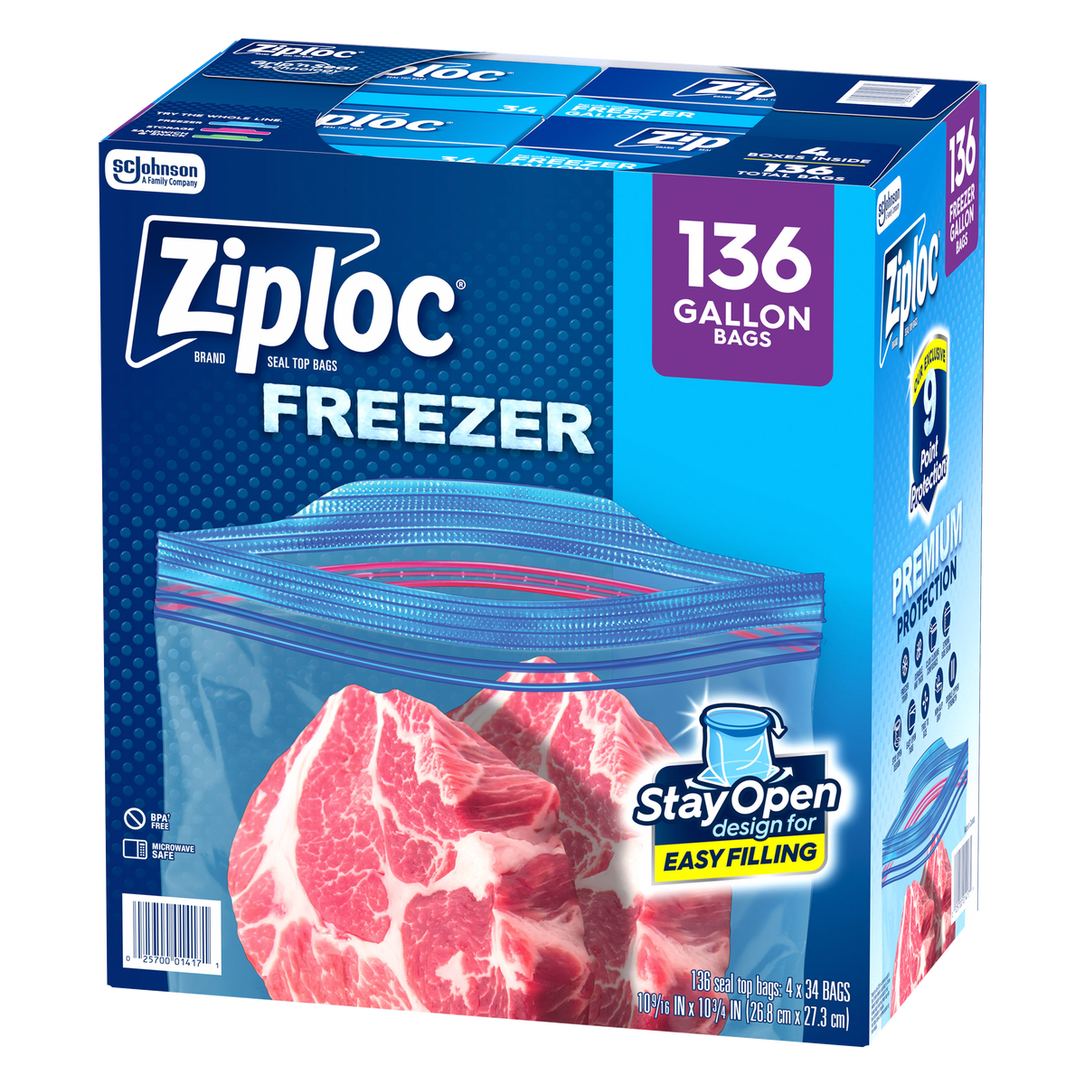 Ziploc Grip 'n Seal Freezer Bags Gallon 136ct