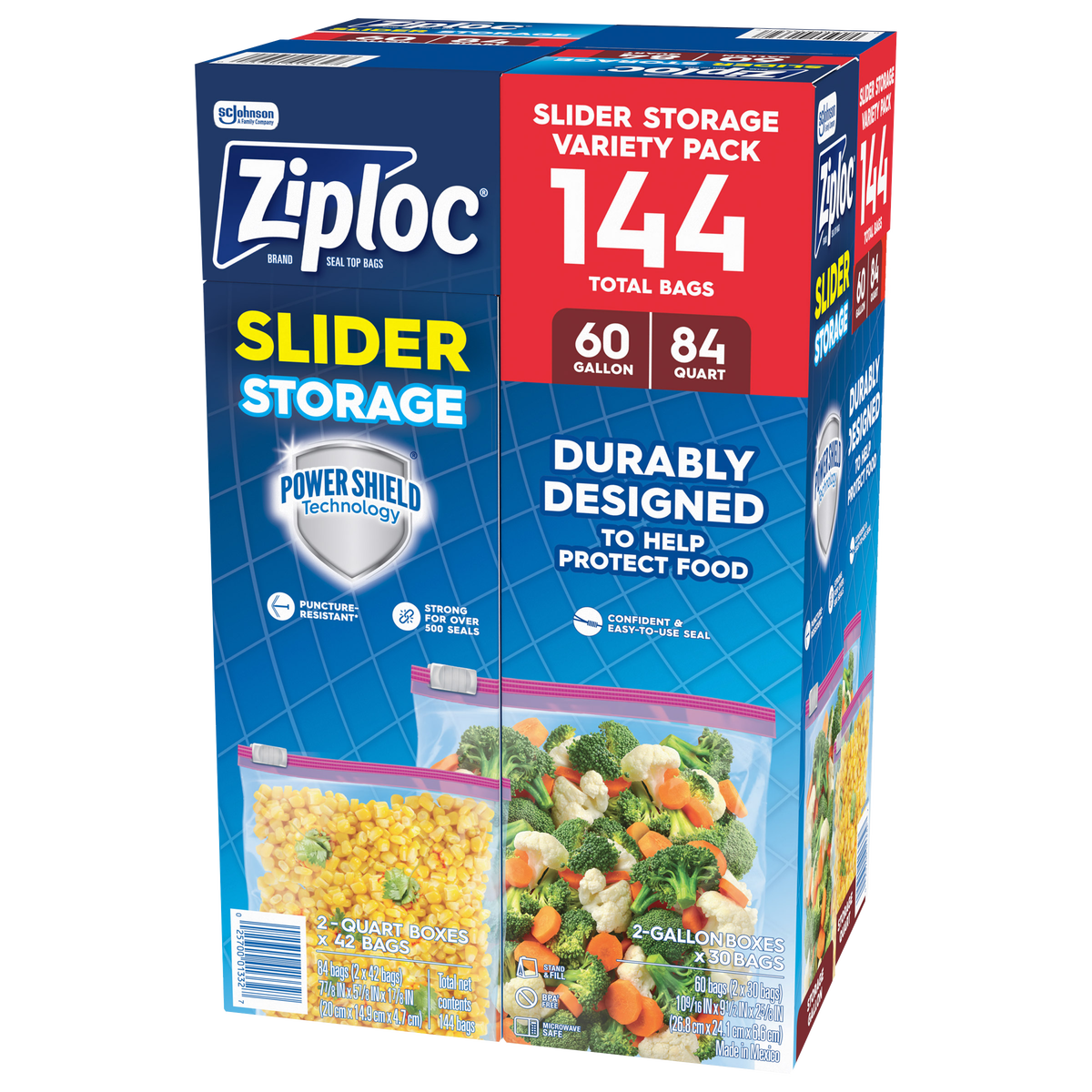 Ziploc Slider Storage Bags Variety Pack 144ct