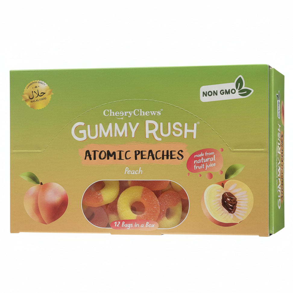 Gummy Rush Atomic Peaches 12 Bgs x 90g