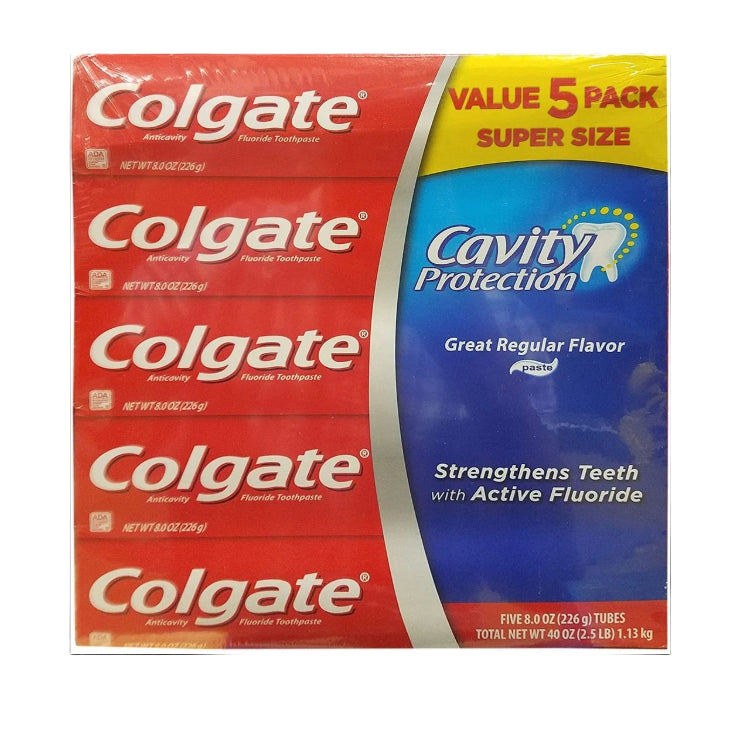 Colgate Cavity Protection Toothpaste with Fluoride Regular Flavor 8oz 5Ct