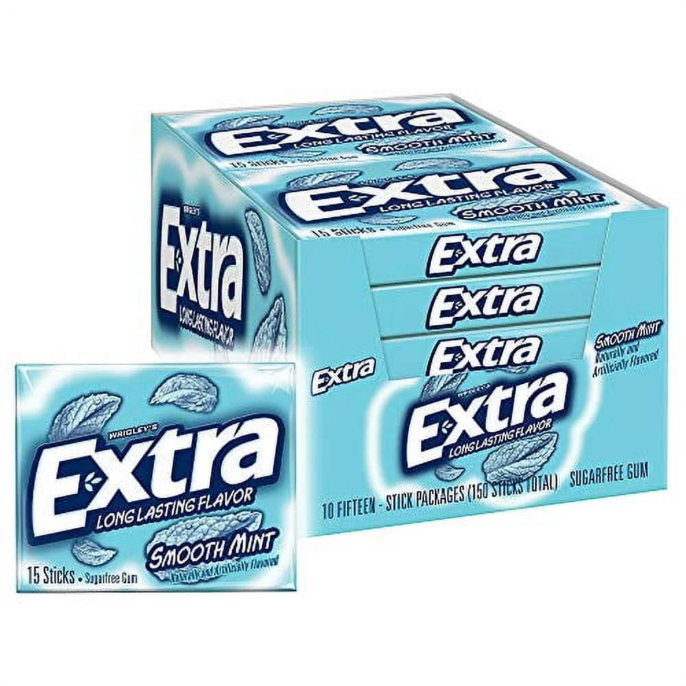 Extra Gum Smooth Mint Sugar free Chewing Gum 15pcs 10pack