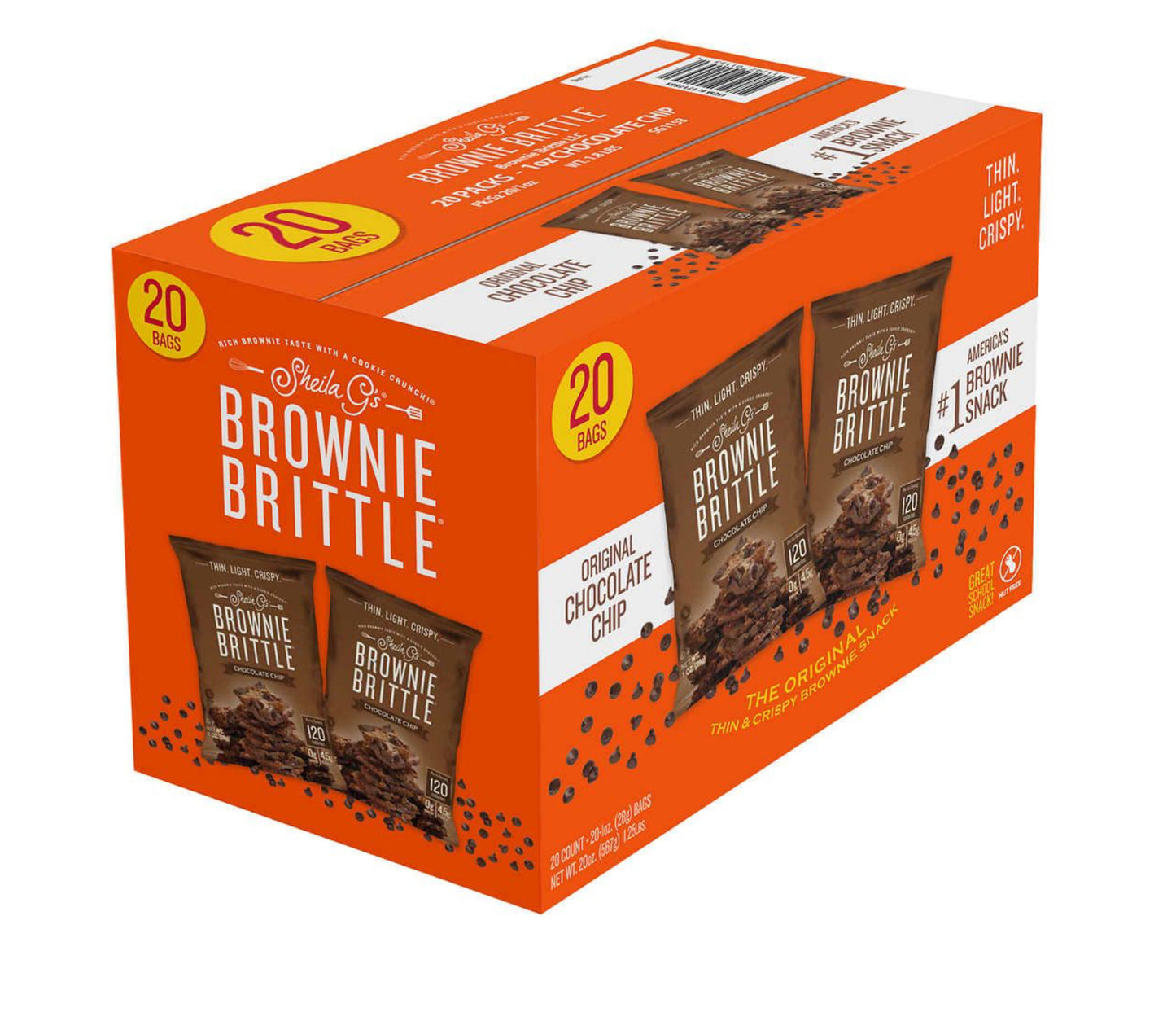 Sheila G's Brownie Brittle, Chocolate Chip, 1 oz, 20 ct