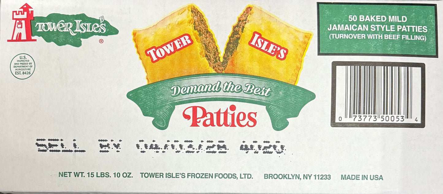 Tower Isle's Beef Patties Jamaican 50 ct