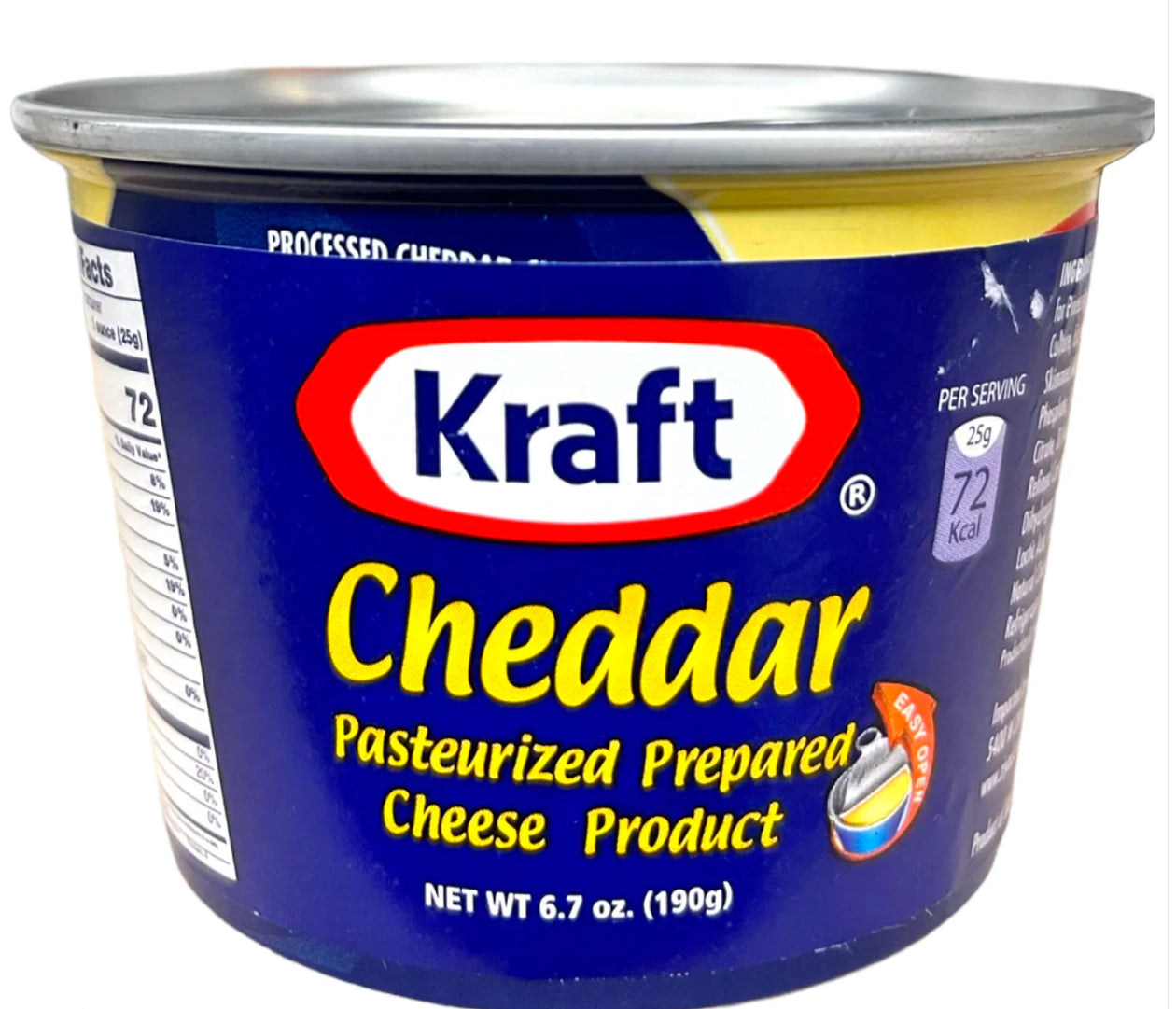 Kraft - Cheddar Pasteurized Prepared Cheese Product 36 Cans x 190g