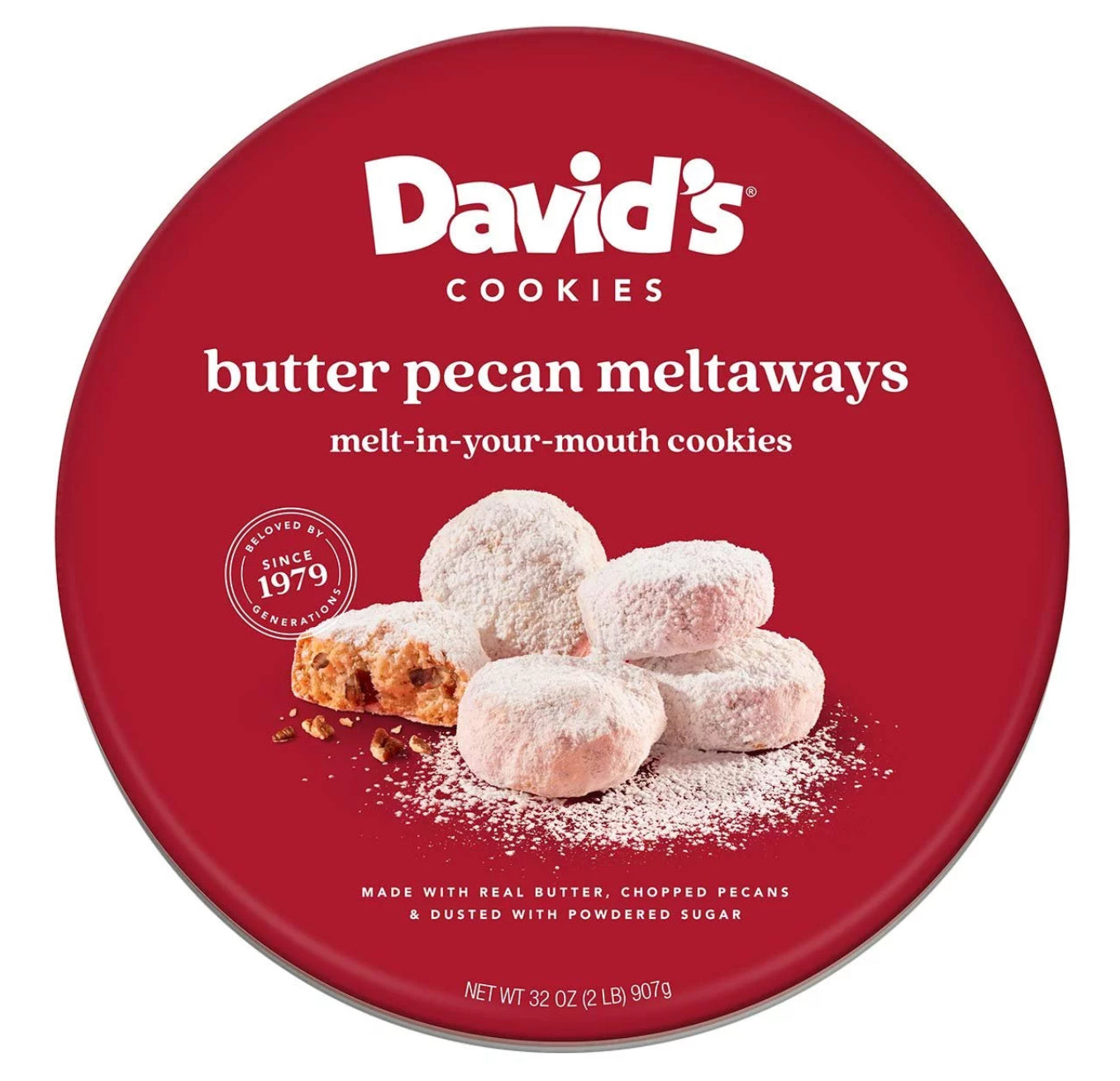 Davids Cookies Gourmet Cookies Butter Pecan Meltaway 32oz