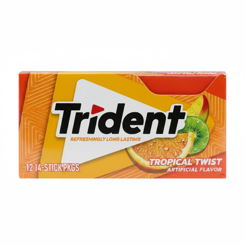 Trident Sugar Free Gum Tropical Twist Gum 14 sticks 12pk