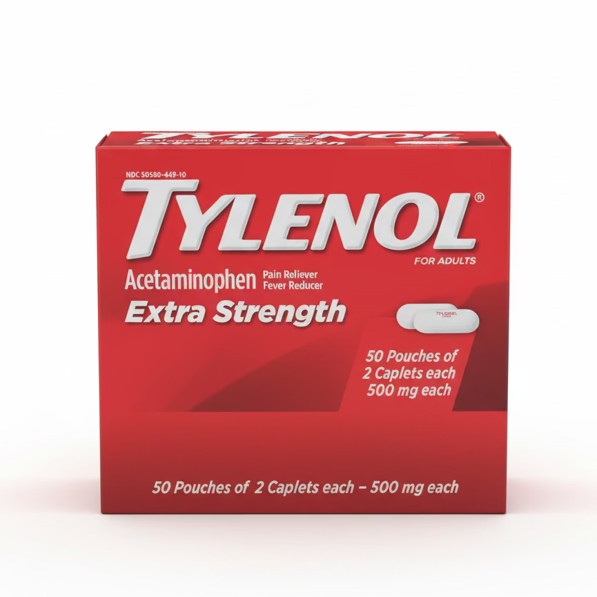 Tylenol Extra Strength 500mg 50x2pck