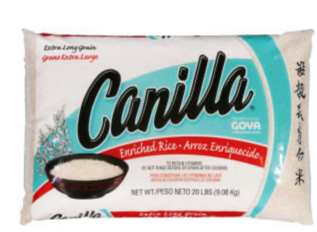 Goya Canilla Extra Long Grain Enriched Rice - 20 lbs