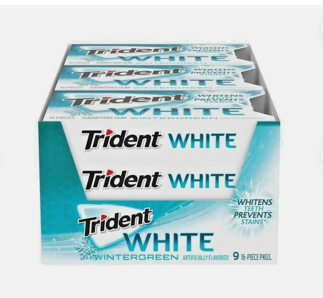 Trident Sugar Free Gum White Wintergreen, 9*16 Pieces