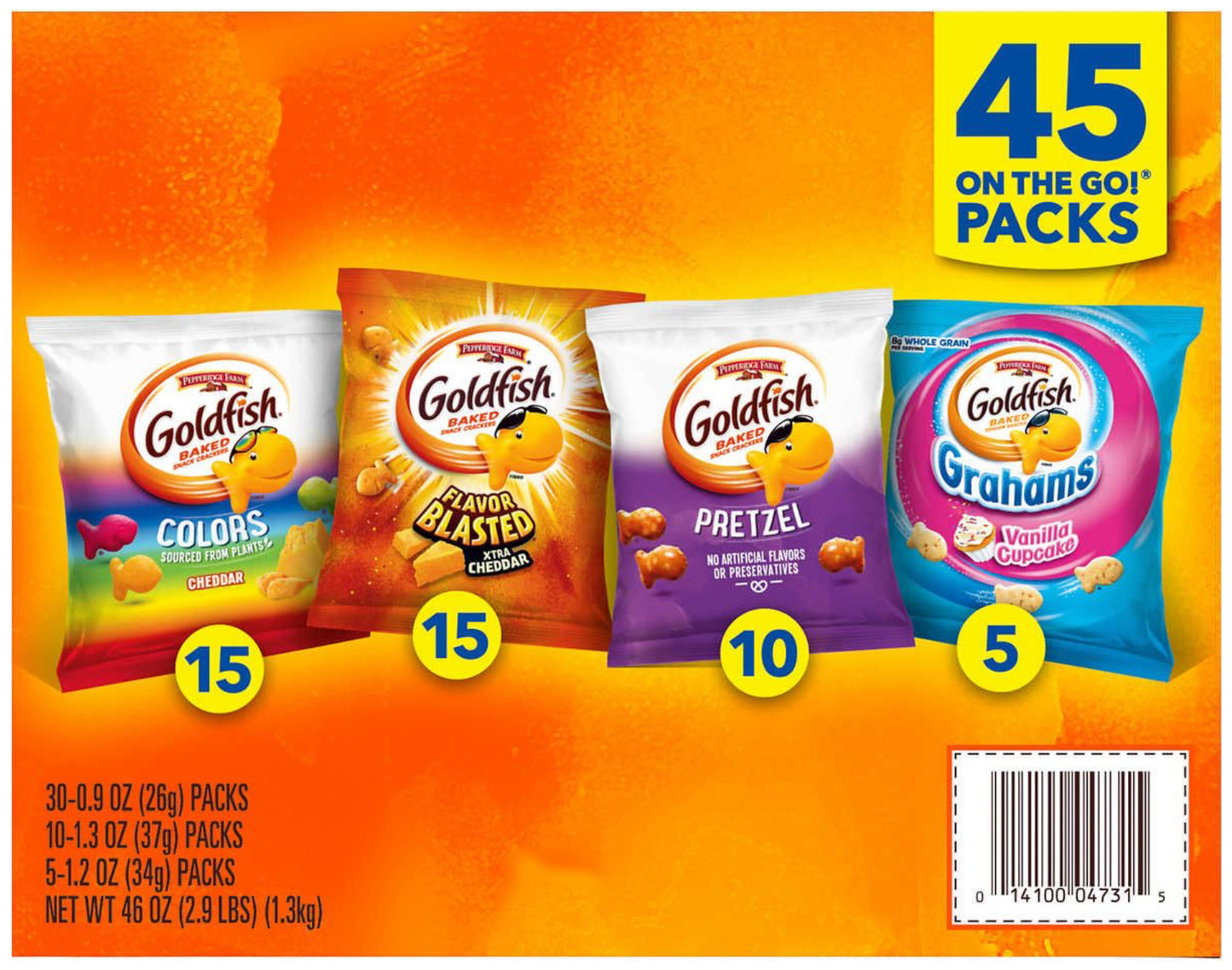 Goldfish Baked Snack Crackers Variety Pack 45ct