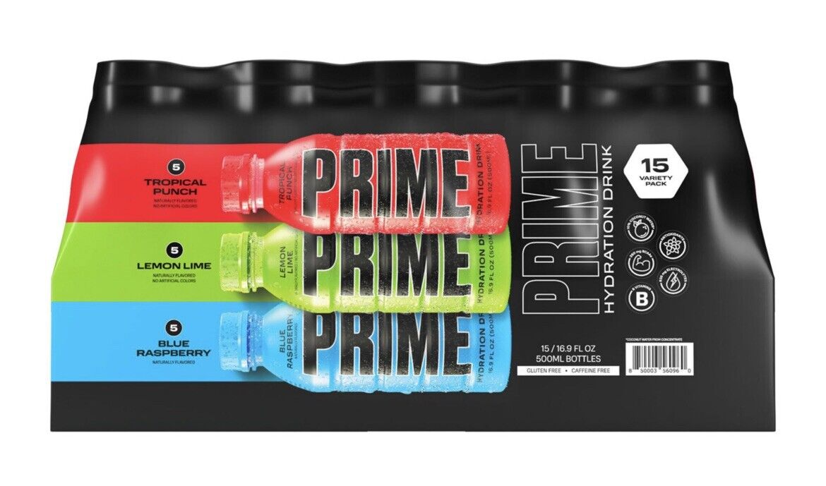 Prime Hydration Drink Variety Pack (16.9 fl. oz., 15 pk.), 253.5 Fl Oz