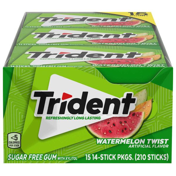Trident Sugar Free Gum Watermelon Twist Sugar Free Gum 14 sticks 15pk