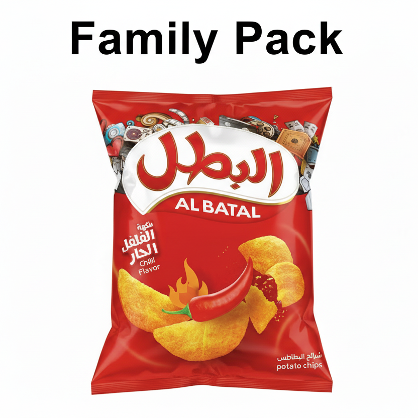 A bag of Albatal natural potato chips with chilli flavor.