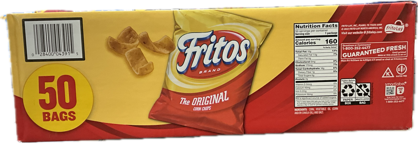Frito Lay Fritos Original Corn Chips 50 Bags