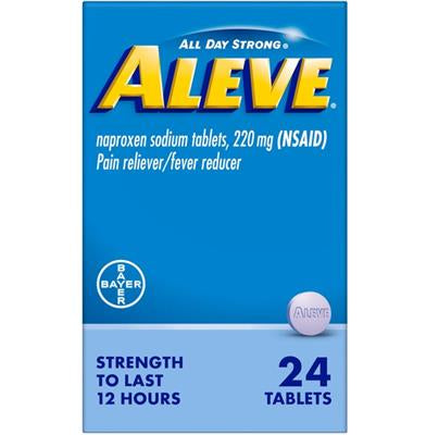 Aleve Pain Reliever & Fever Reducer Naproxen Sodium 3x24 Tablets.