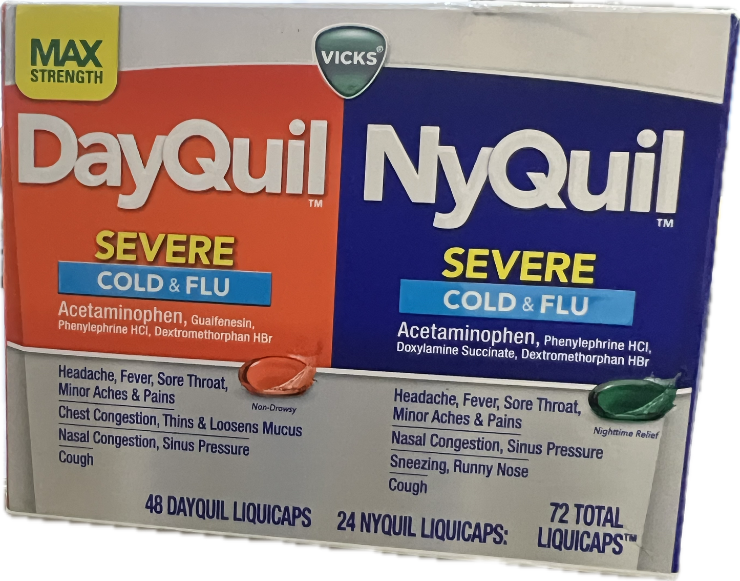 Vicks DayQuil NyQuil Sever Cold & Flu 72 Liquicaps
