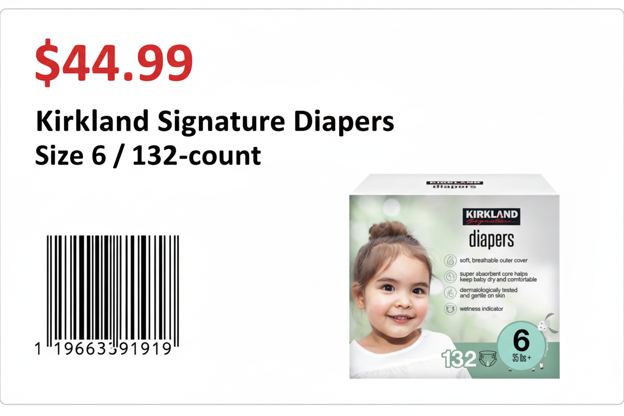 Kirkland Signature Diapers Sizes 6/ 132-count