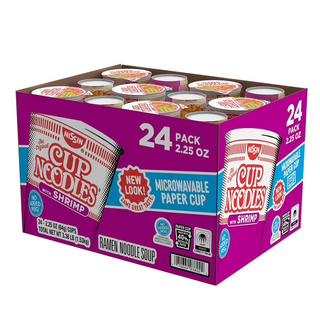 Nissin Cup Noodles Shrimp 2.5Oz 24Pack