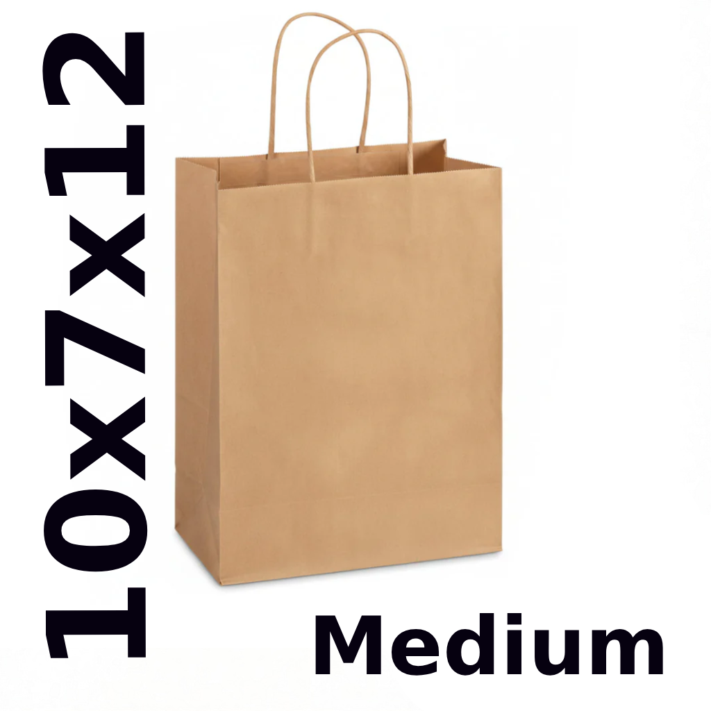 paper Bag with handle Brown medium 10x7x12 250pcs