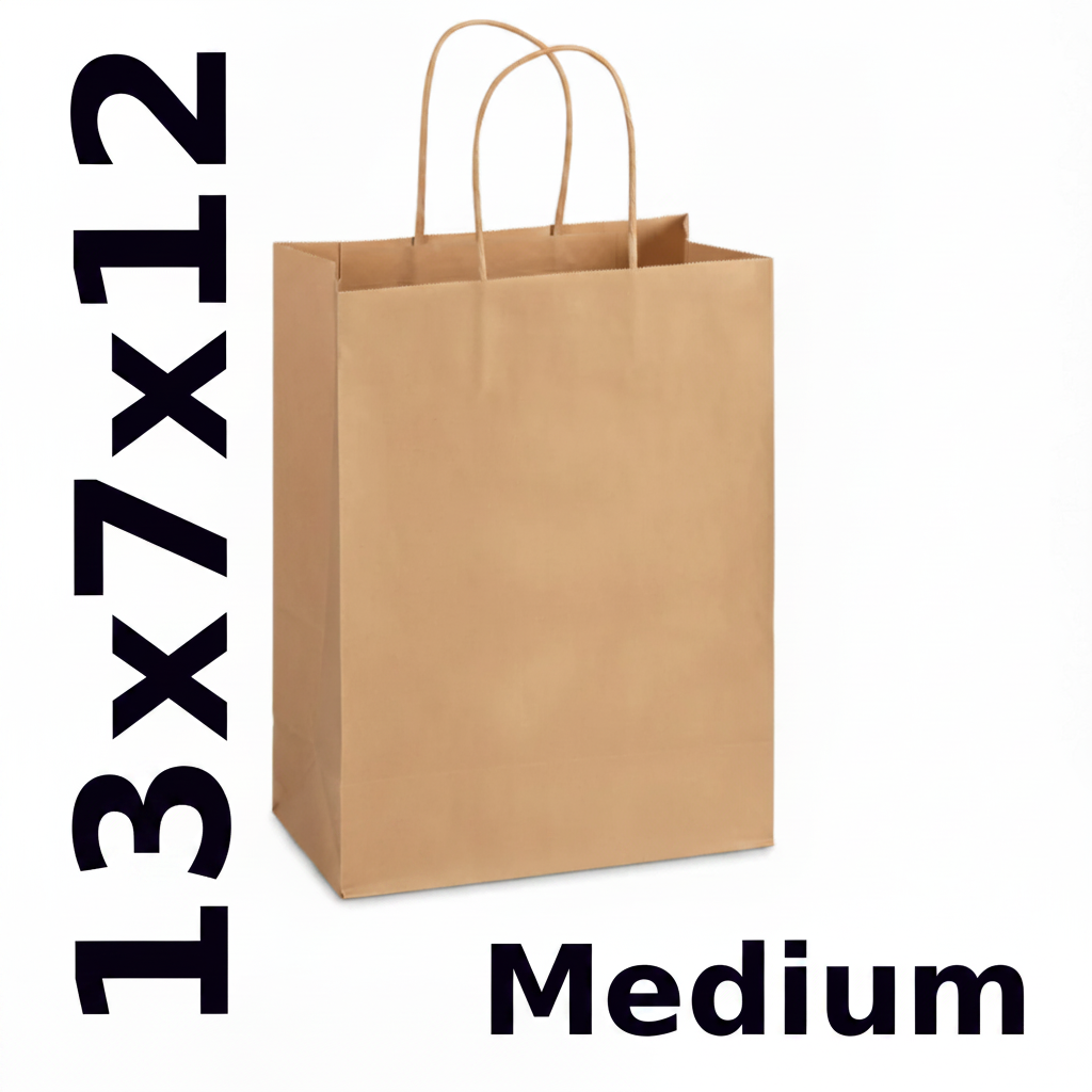 paper Bag with handle Brown medium 13x7x12 250pcs