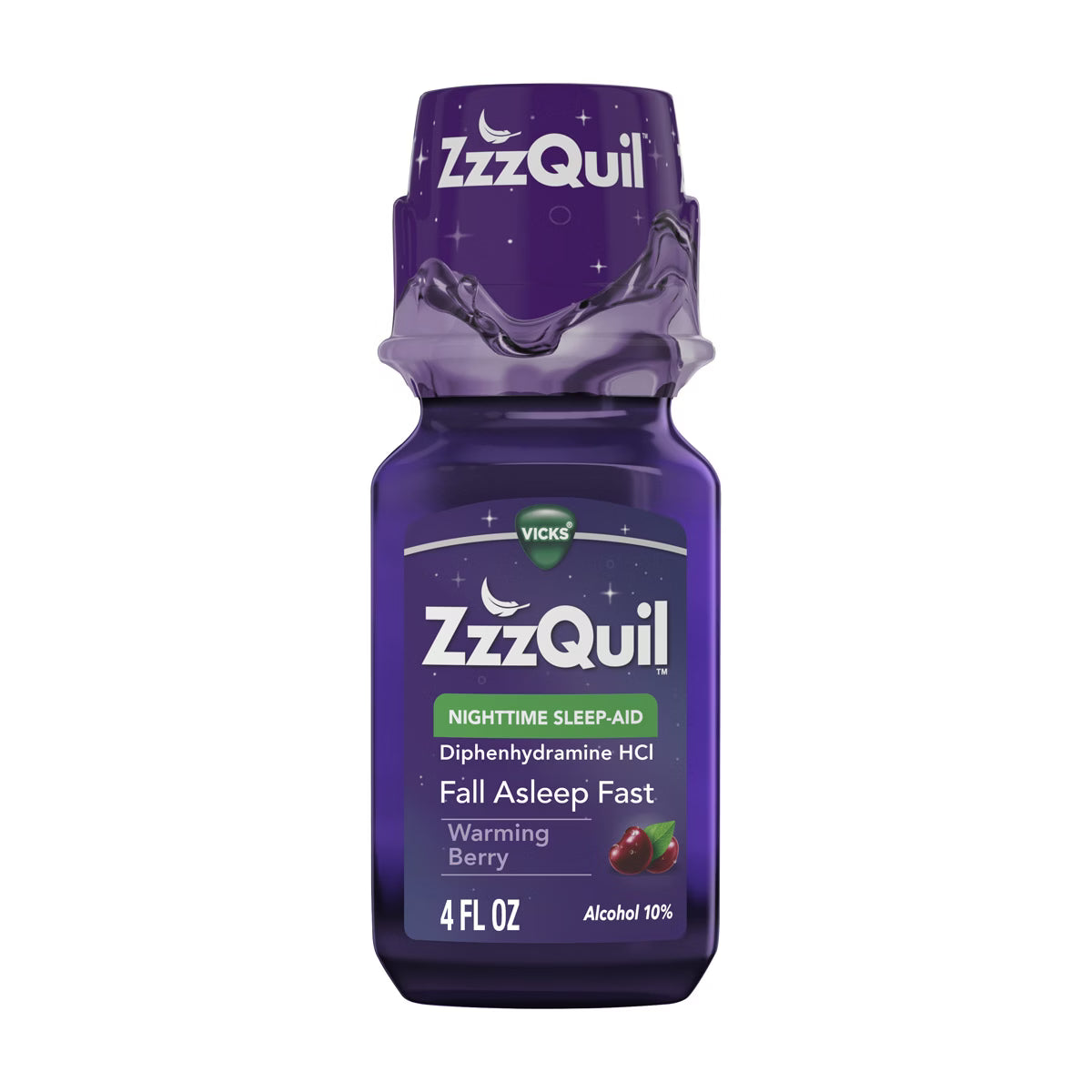 ZzzQuil Nighttime Sleep Aid Liquid Warming Berry Flavored 4oz 4ct