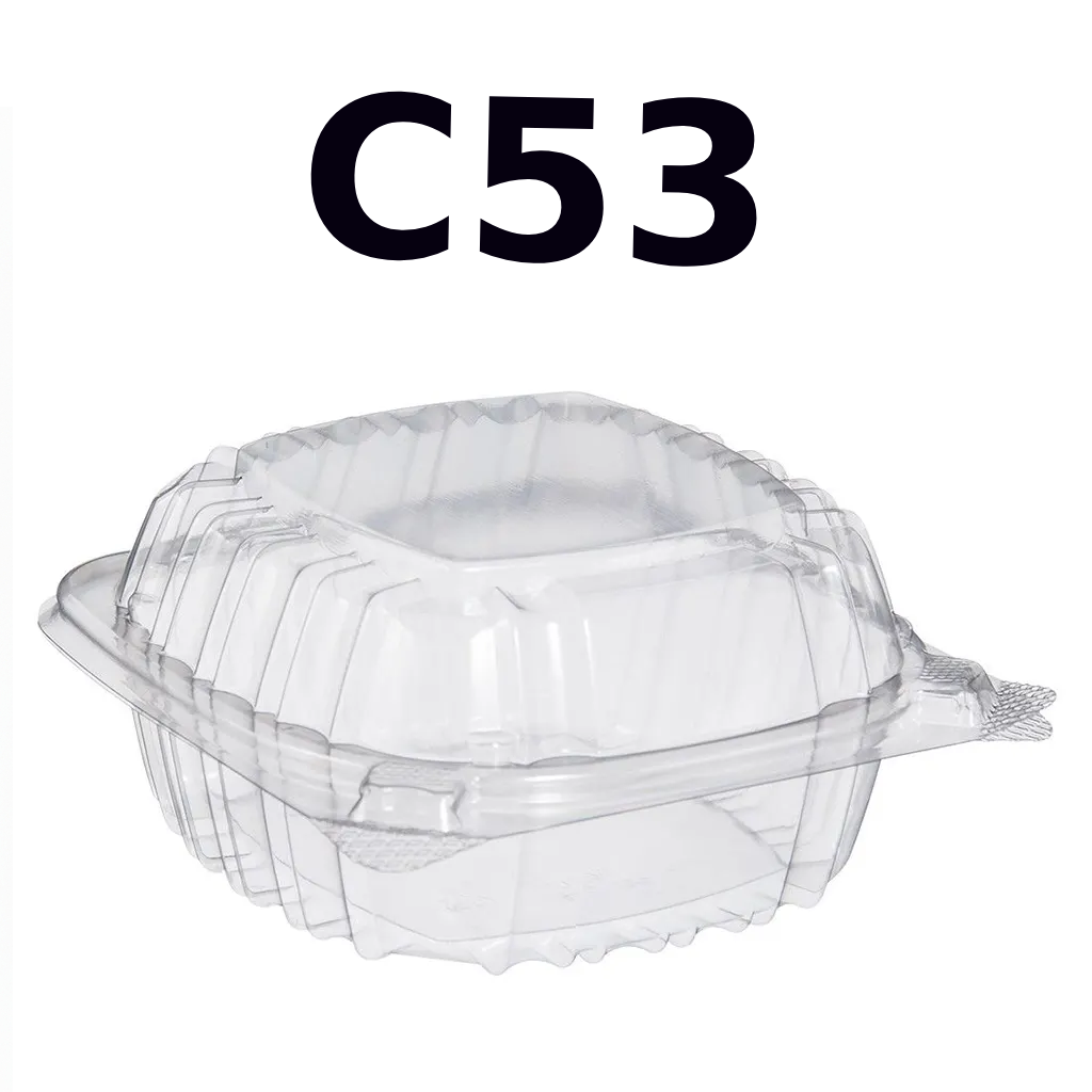 Dart Clear Seal Lid Plastic Container C53PST1 - 5 1/4" x 5 3/8" x 2 5/8" - 4x125/Pack