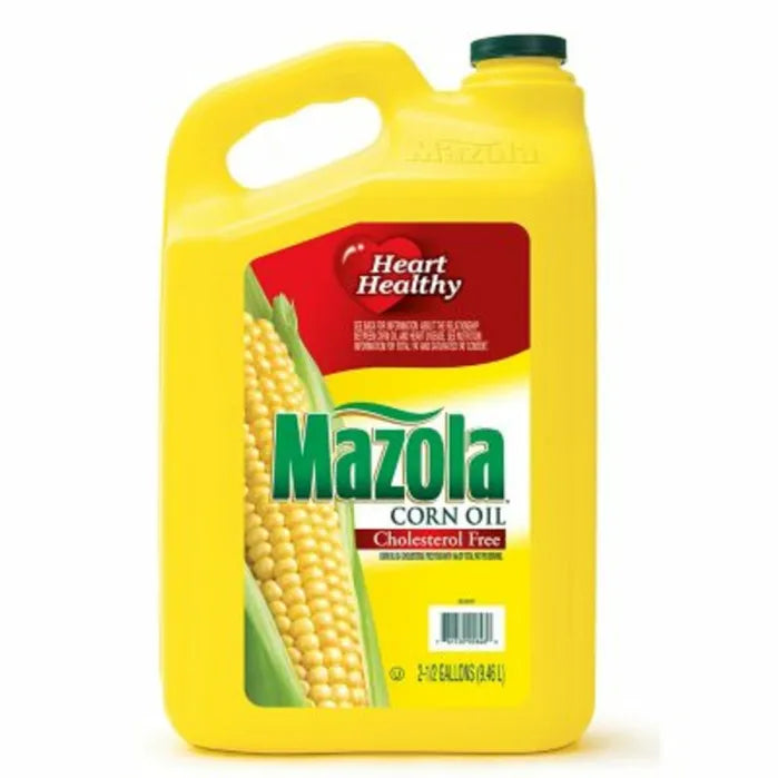 Mazola corn oil container with corn illustration on a white background