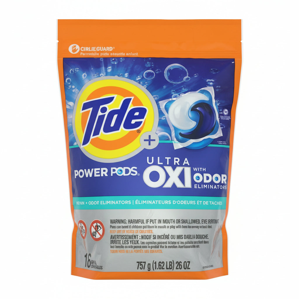 Tide Pods Ultra Oxi with Oder Eliminators Laundry Detergent 18PC (757g)