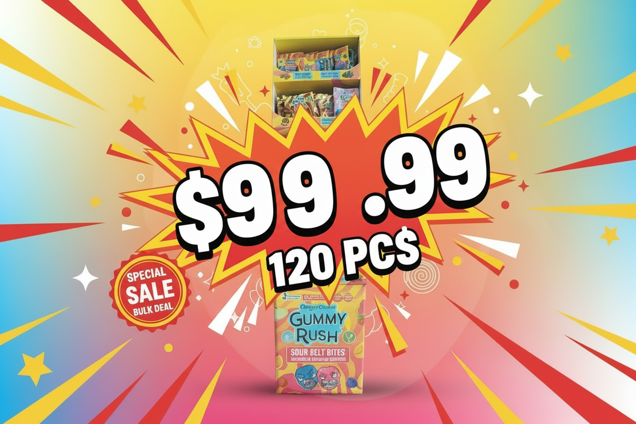 Cheery Chews Gummy Rush Sour Belt Bites 7.2 Kg 120Pcs (8x15)