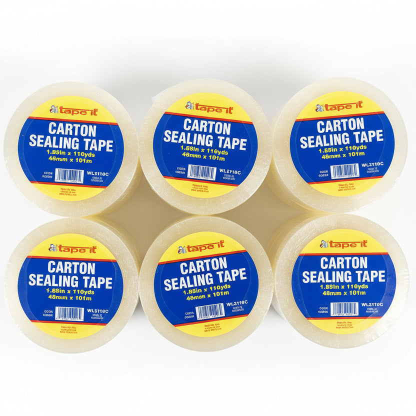 Tape It Carton Sealing Clear Tape 1.89" X 110yd 6pk