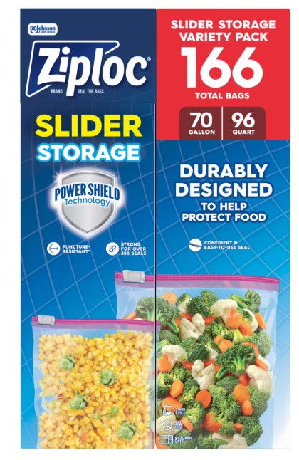 Ziploc Slider Storage Bags Variety Pack, Quart 96 ct., Gallon 70 ct.