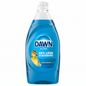 Dawn dish soap bottle with 20% less scrubbing claim on a white background