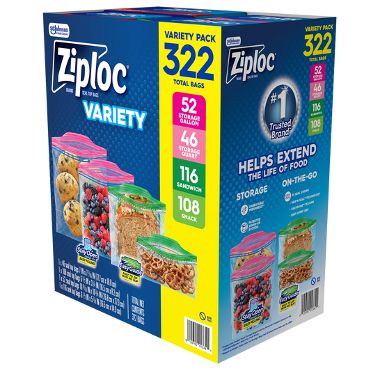 Ziploc Grip ‘n Seal Bags Variety Pack 322ct