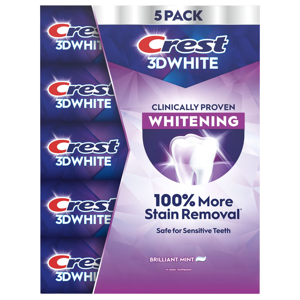 Crest 3D White Toothpaste Brilliant Mint 5.2oz 5ct