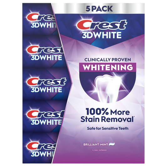 Crest 3D White Toothpaste Brilliant Mint 5.2oz 5ct