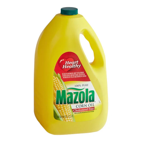 Mazola corn oil container on a white background