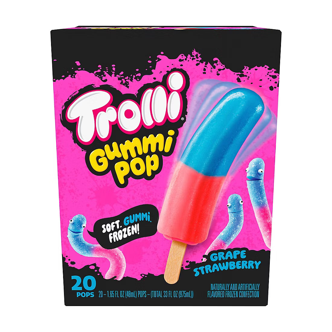 Trolli Grape Strawberry Frozen Gummi Pop 20ct 1.65oz.