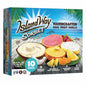 Box of Island Way Sorbet with fruit shells on a white background