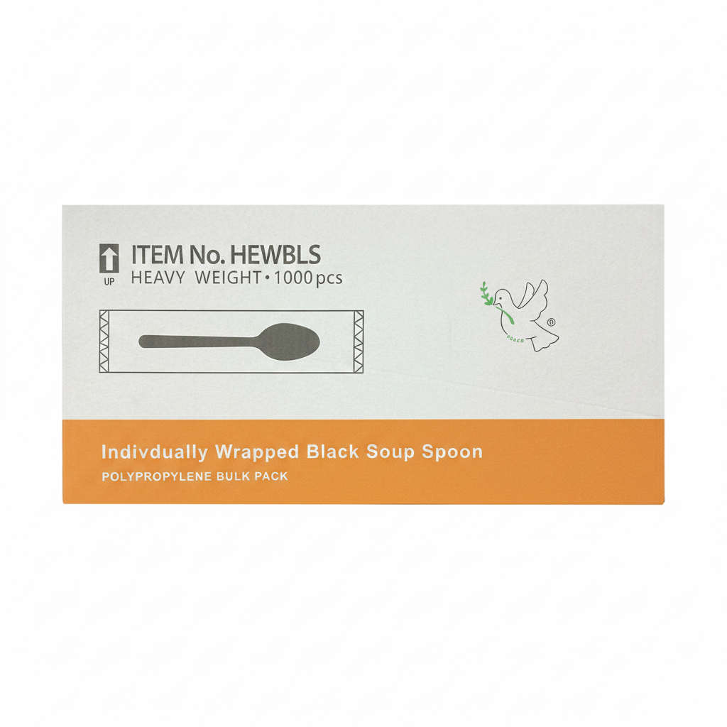 Individually Wrapped Heavy Weight Spoons Black 1000pcs
