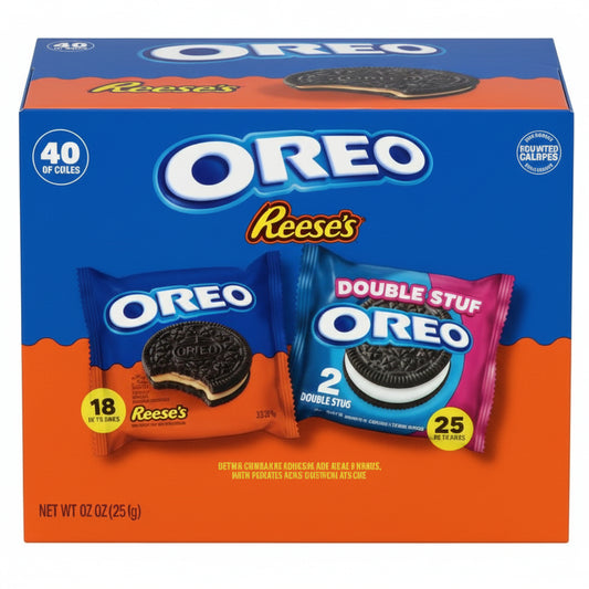 Box of Oreo cookies with colorful packaging