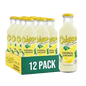 A 12-pack of Calypso Original Lemonade glass bottles in a green cardboard tray, with one bottle displayed in front on a white background.