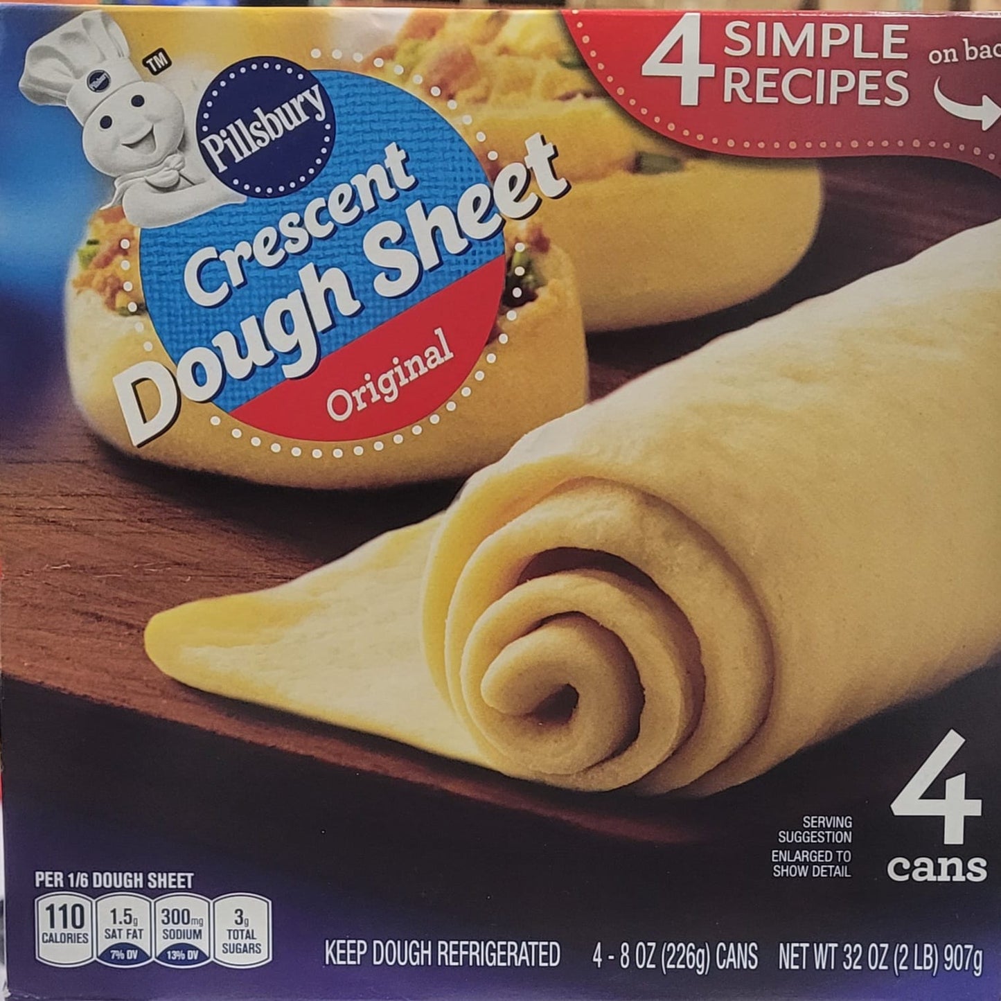 Pillsbury Crescent Dough Sheet 4 Cans 4-8 Oz