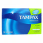 Tampax cardboard applicator packaging with blue and green design
