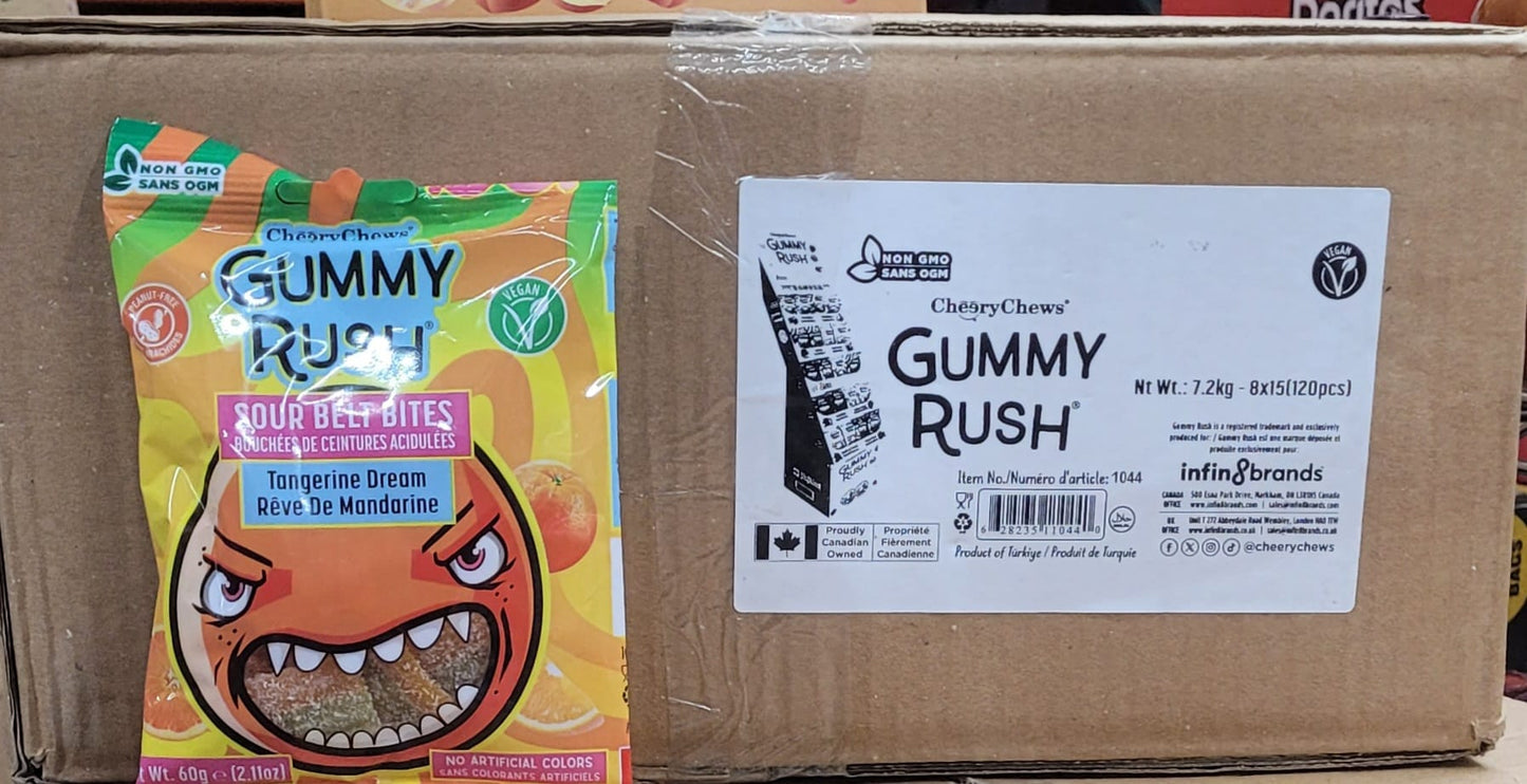 Cheery Chews Gummy Rush Sour Belt Bites 7.2 Kg 120Pcs (8x15)