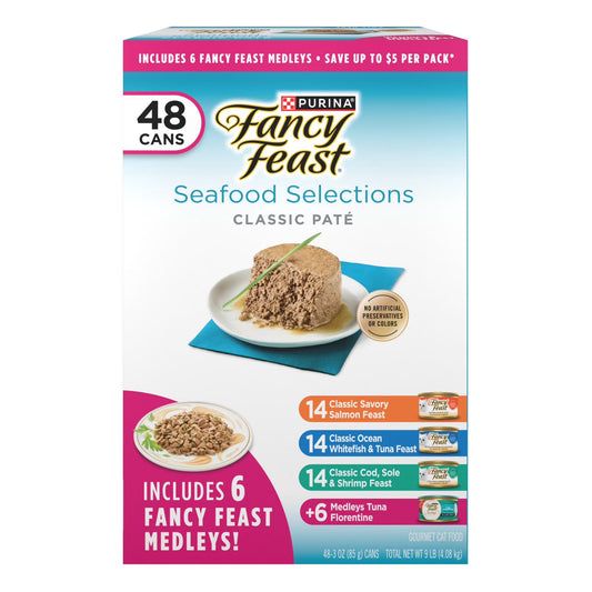 Purina Fancy Feast Variety Pack, Wet Cat Food, 48ct 3oz