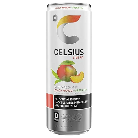 Celsius Peach Mango Green Tea 12/12oz